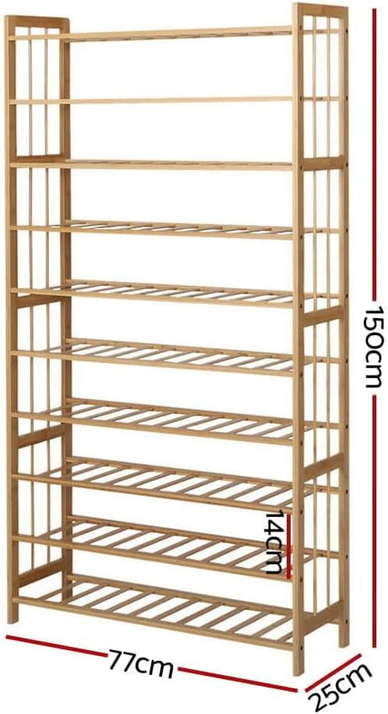 Shoe Rack, 10 Tier Bamboo Wooden Shoe Storage 50 Pairs Organiser, Free Standing Shoes Rack Organizer Space Saving Shoe Shelf for Closet Hallway Entryway