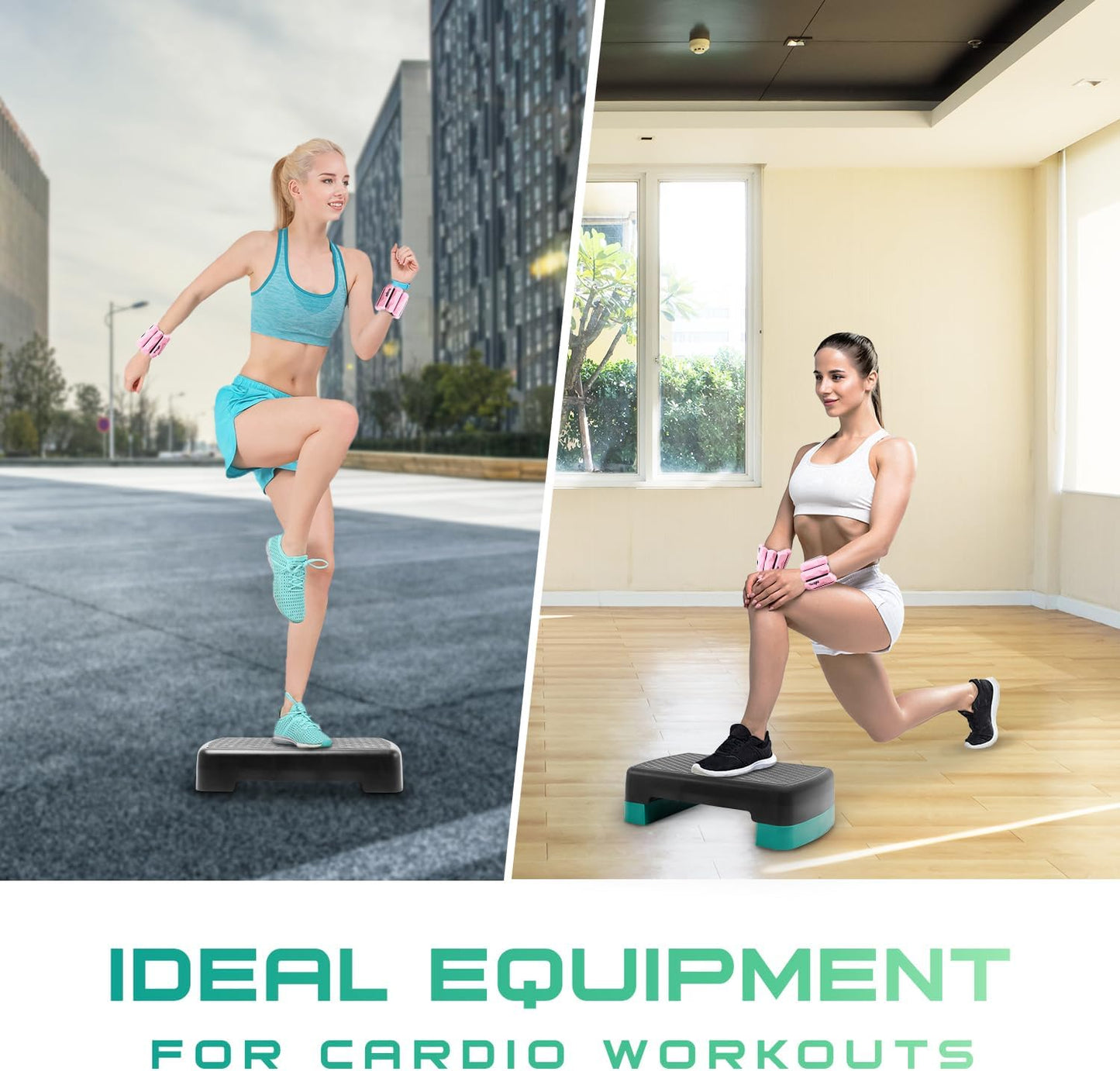 Aerobic Exercise Step Platform, 18Inch with 4" 6" Adjustable Height Risers for Home Gym Fitness Workout