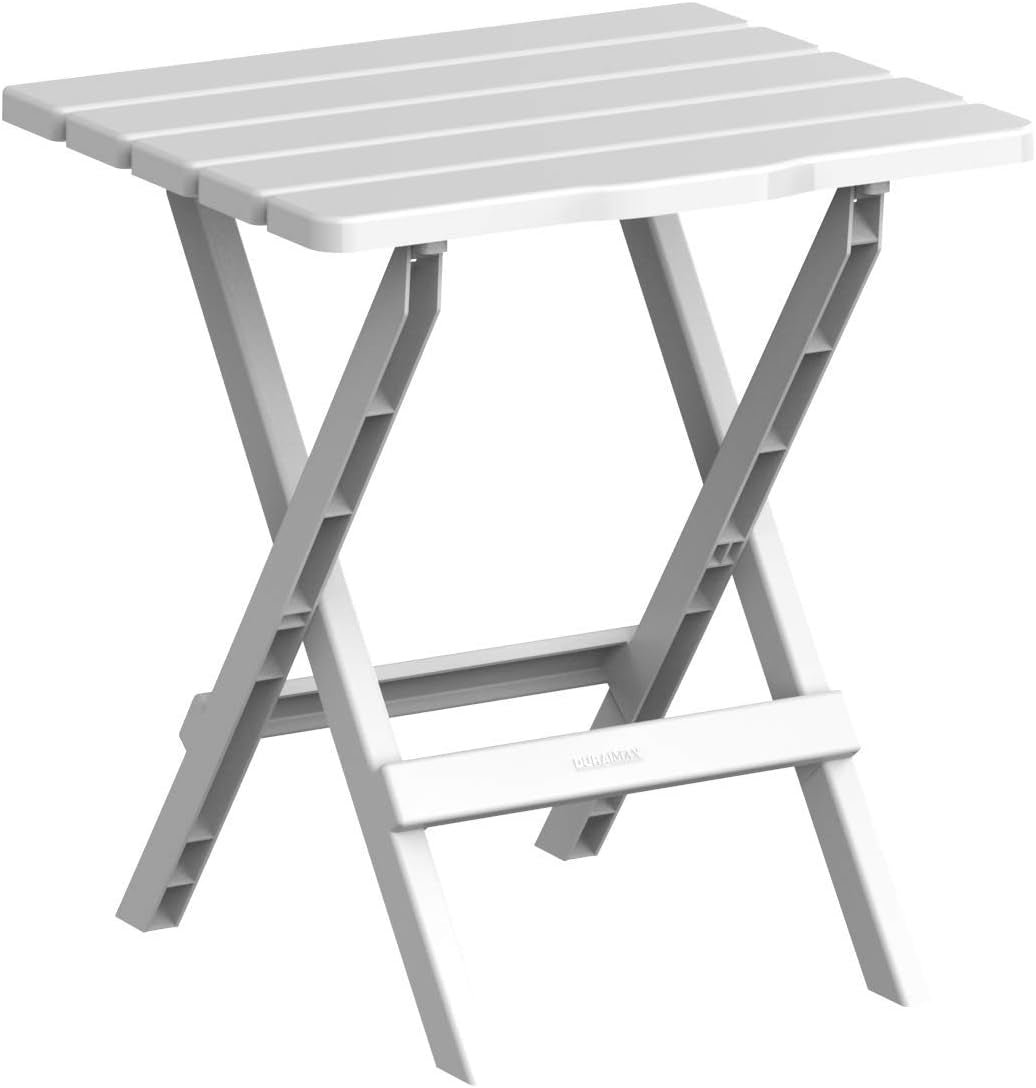Plastic Portable Sitting Set, Suitable for Patio, Camping, Picnic & Beach, Bistro Set & Garden Furniture, Portable Table & 2 Foldable Chairs, Indoor & Outdoor Use, Sturdy & Durable, White