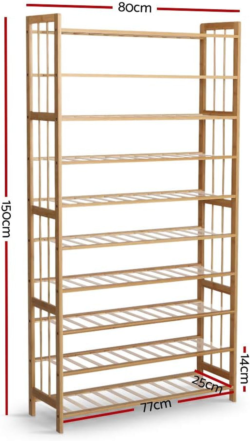 Shoe Rack, 10 Tier Bamboo Wooden Shoe Storage 50 Pairs Organiser, Free Standing Shoes Rack Organizer Space Saving Shoe Shelf for Closet Hallway Entryway