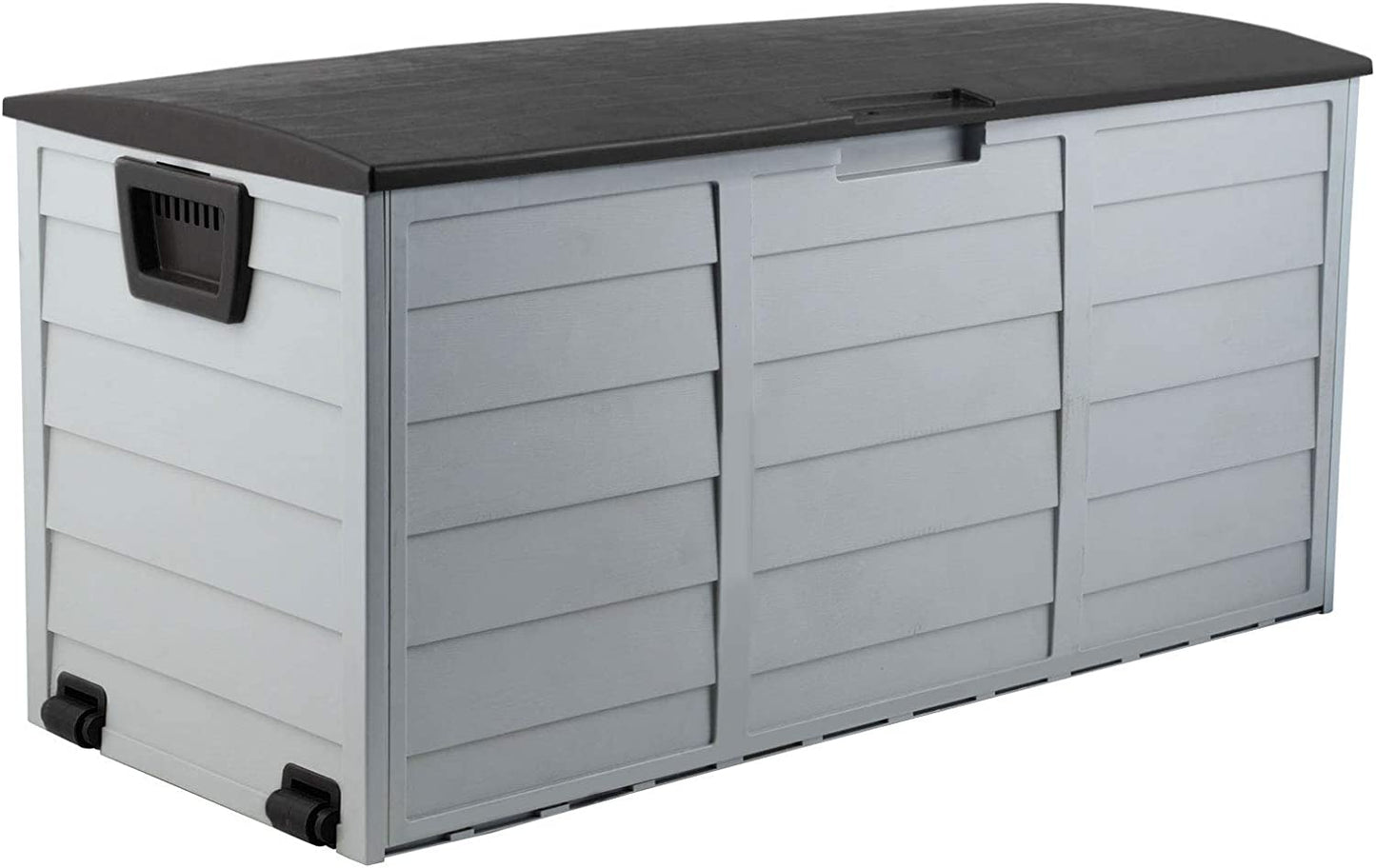 Outdoor Storage Box Container Cabinet Bench, 290L Large Lockable Tool Toy Deck Boxes Chest Garden Shed Storages Ottoman Chair Seat Patio Indoor Furniture, with Wheels Handles Black