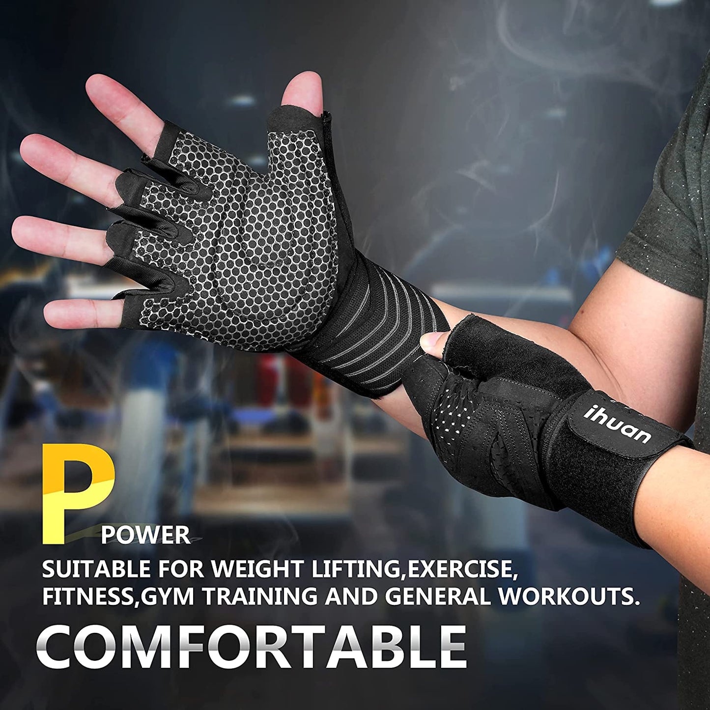 Updated Professional Ventilated Weight Lifting Gym Workout Gloves with Wrist Wrap Support for Men & Women, Full Palm Protection, for Weightlifting, Training, Fitness, Hanging, Pull Ups