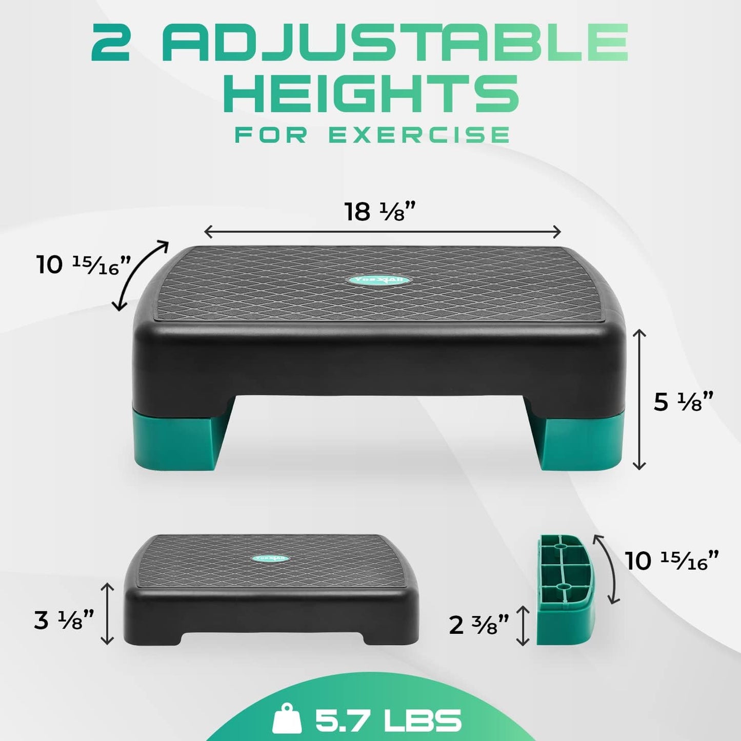 Aerobic Exercise Step Platform, 18Inch with 4" 6" Adjustable Height Risers for Home Gym Fitness Workout