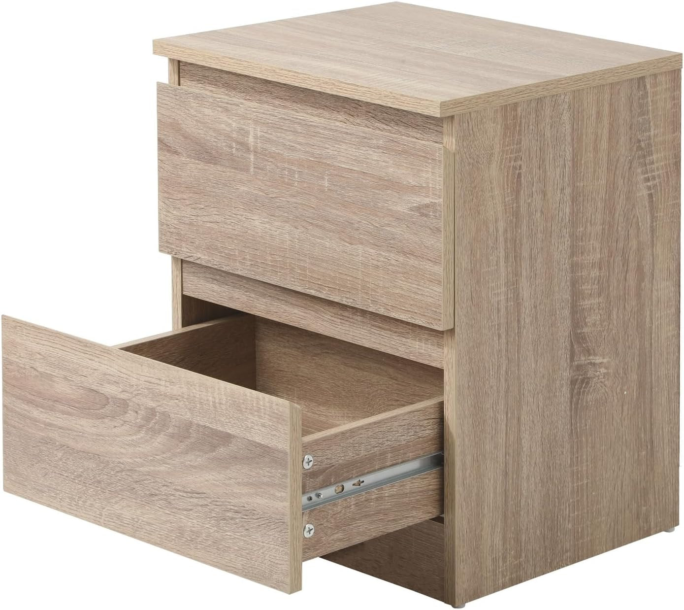 Modern Beige 2-Drawer Rectangular Nightstand Bedside Table, 40 Cm X 35.5 Cm X 49.5 Cm