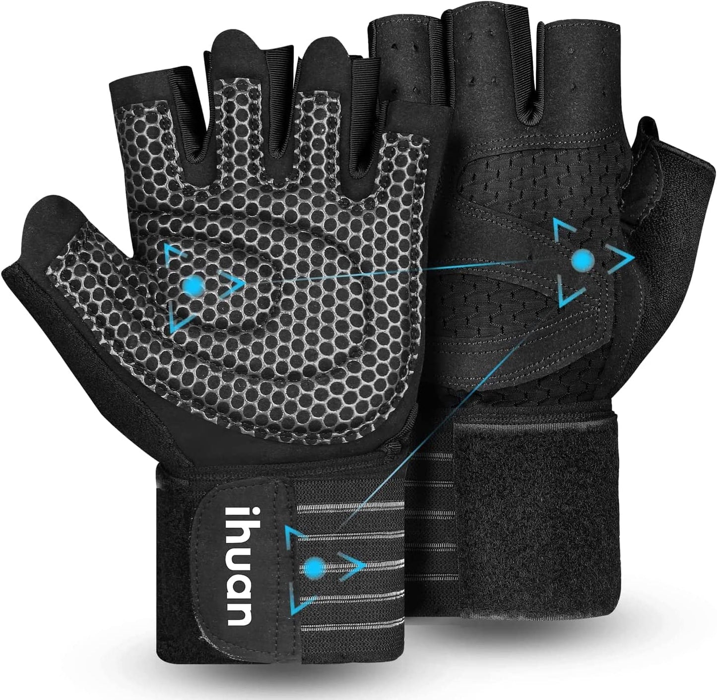 Updated Professional Ventilated Weight Lifting Gym Workout Gloves with Wrist Wrap Support for Men & Women, Full Palm Protection, for Weightlifting, Training, Fitness, Hanging, Pull Ups