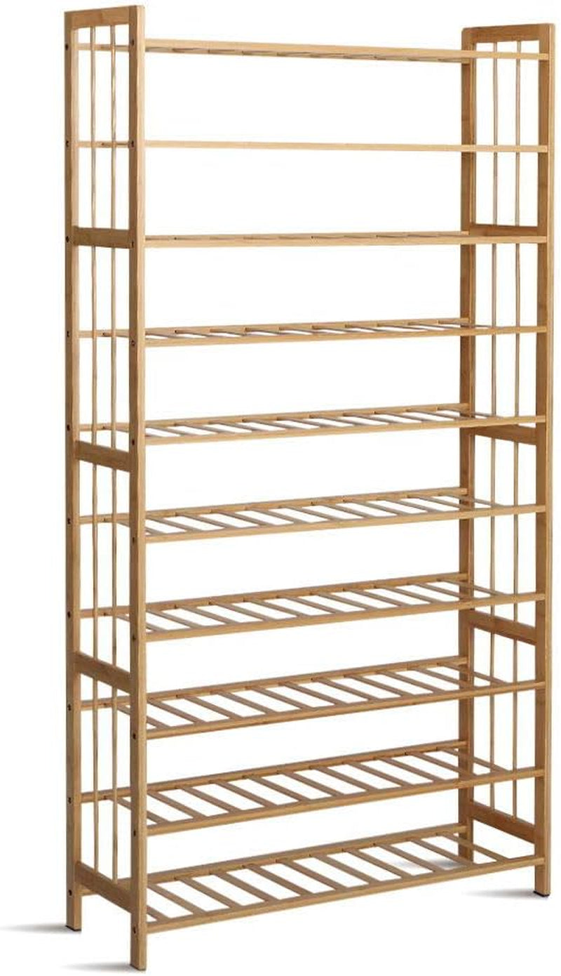 Shoe Rack, 10 Tier Bamboo Wooden Shoe Storage 50 Pairs Organiser, Free Standing Shoes Rack Organizer Space Saving Shoe Shelf for Closet Hallway Entryway