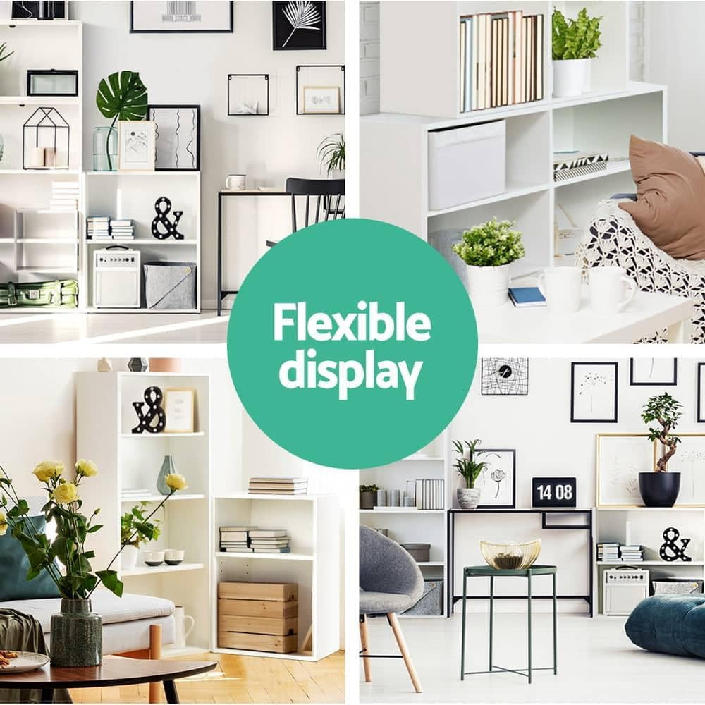 Bookshelf, Set of 3 Shelf Corner Shelves Display Bookcase Bookshelves Cube Storage Units Home Living Room Bedroom Office Furniture, Solid Particle Boards Adjustable Height White