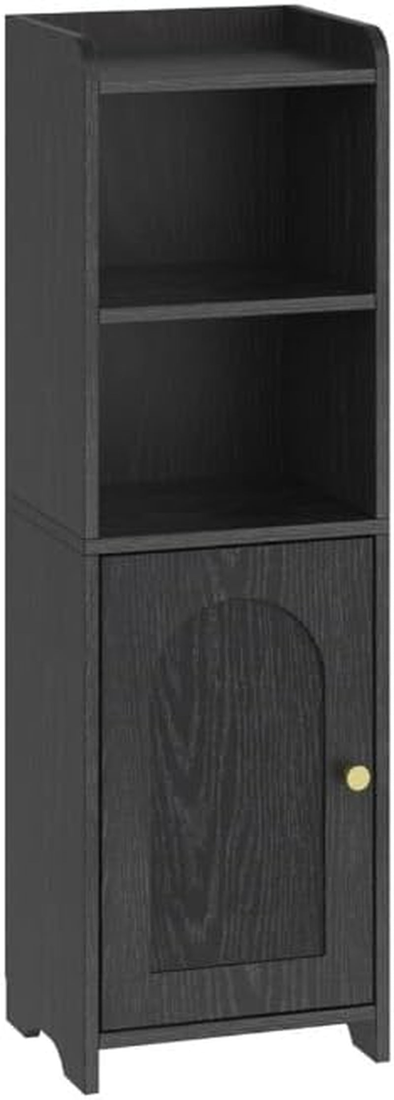 Bathroom Storage Cabinet, Corner Floor Cabinet with Doors and Adjustable Shelf, Narrow Toilet Paper Cabinets, Bathroom Organizer for Small Spaces, Black BC39704X