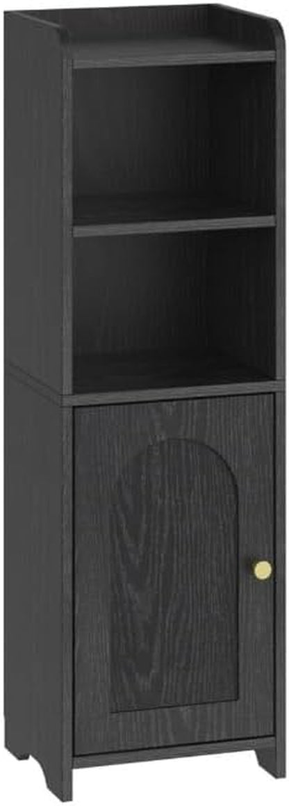 Bathroom Storage Cabinet, Corner Floor Cabinet with Doors and Adjustable Shelf, Narrow Toilet Paper Cabinets, Bathroom Organizer for Small Spaces, Black BC39704X