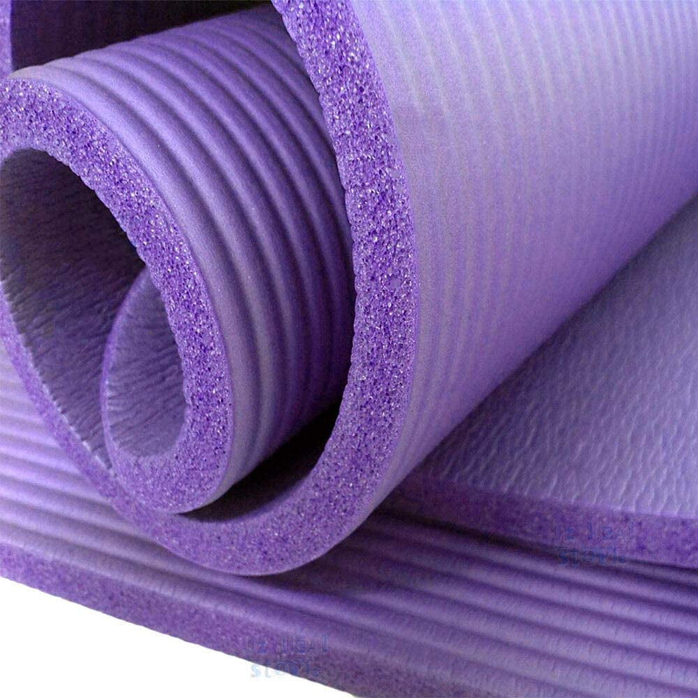 Thick 15MM Yoga Mat - NBR Non-Slip Exercise Mat for Yoga, Pilates & Home Workouts - High Density Foam with Carrying Strap - Cushioned Gym Mat for Knee & Joint Support (183X61Cm)
