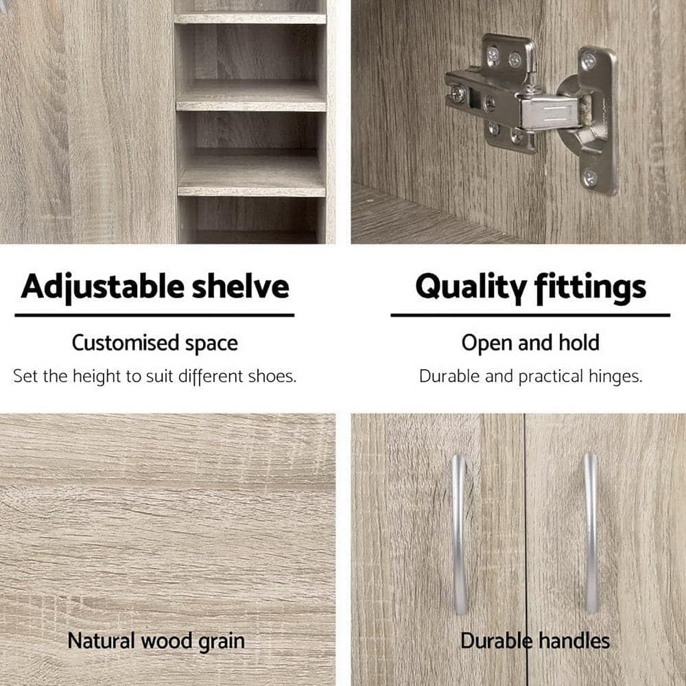 Shoe Rack Storage Cabinet Wooden Organiser Shelf 21 Pairs Cupboard Organizer Footwear Organization Space Saving Home Furniture Closet Entryway Hallway Bedroom Durable Sturdy Easy