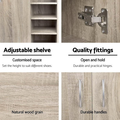 Shoe Rack Storage Cabinet Wooden Organiser Shelf 21 Pairs Cupboard Organizer Footwear Organization Space Saving Home Furniture Closet Entryway Hallway Bedroom Durable Sturdy Easy