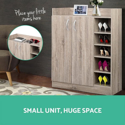 Shoe Rack Storage Cabinet Wooden Organiser Shelf 21 Pairs Cupboard Organizer Footwear Organization Space Saving Home Furniture Closet Entryway Hallway Bedroom Durable Sturdy Easy