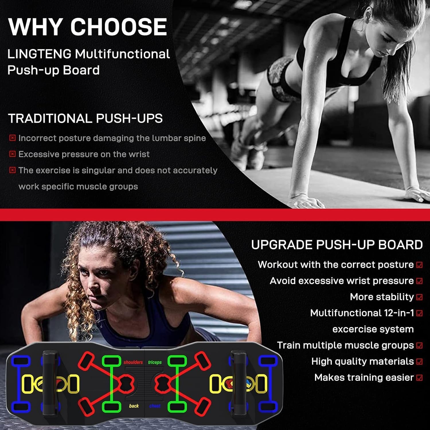 Push up Board, Portable Multi-Function Foldable 10 in 1 Push up Bar, Push up Handles for Floor,Professional Push up Strength Training Equipment