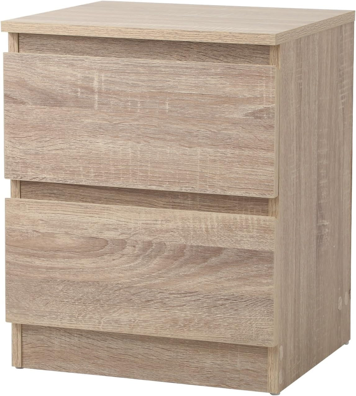 Side Table with 2 Drawers, Bedside Table with Ample Space, End Table Storage Cabinet Modern for Living Room, Bedroom, Hallway, Natural Wood