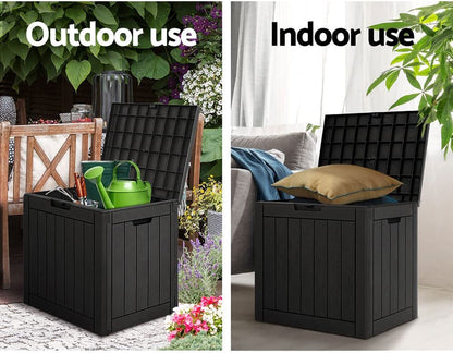 Gardeon Indoor/Outdoor Storage Box 118L with Lockable Lid for Patio Cushions, Pool Accessories, Toys, Gardening Tools, Sports Equipment, Waterproof and UV Resistant Resin, Black