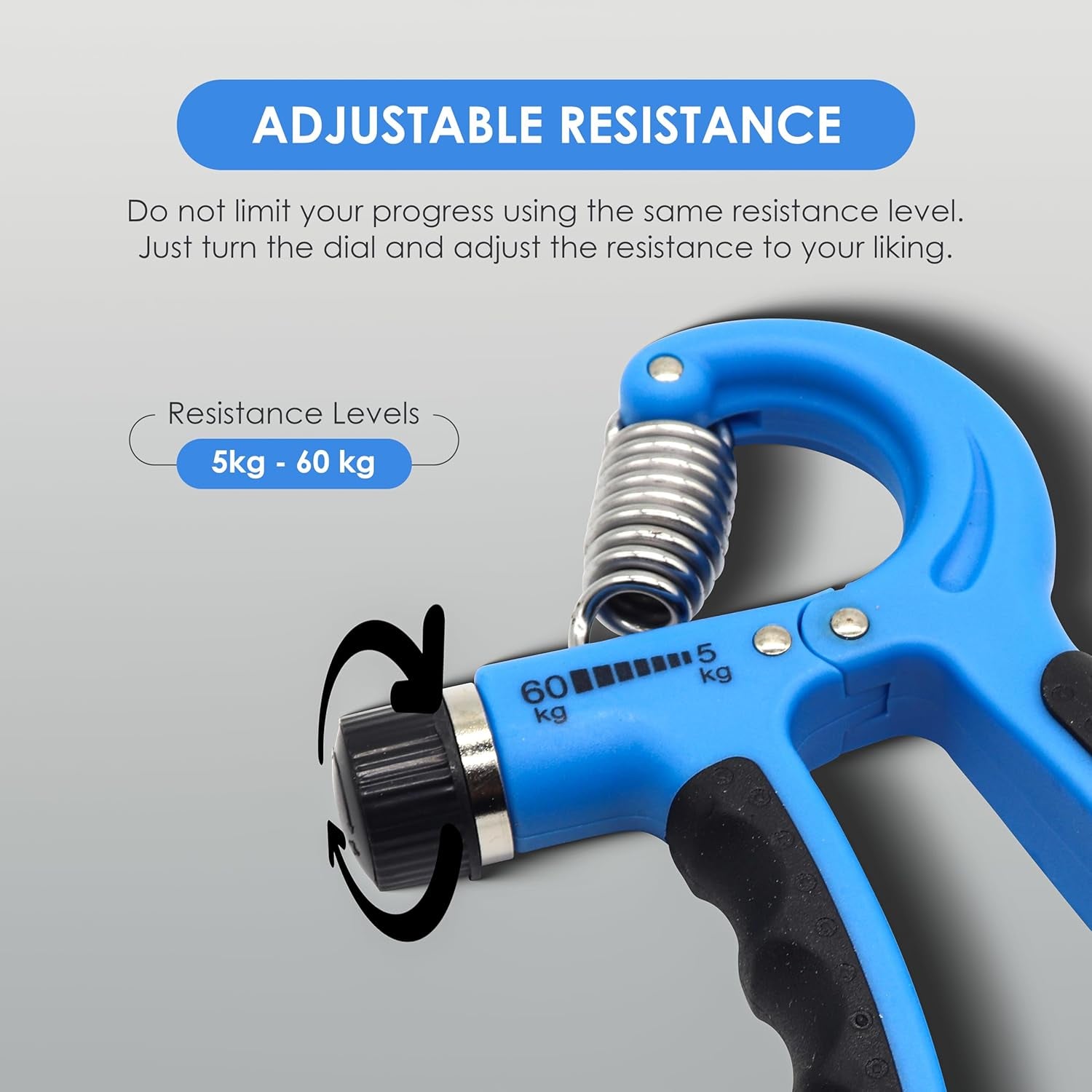 EL1041 Adjustable Hand Grip Strengthener from 5 Kg to 60 Kg Resistance Level with Counter| Exercise Equipment to Use in Home and Gym for Forearm and Finger Power Gripper Exercises