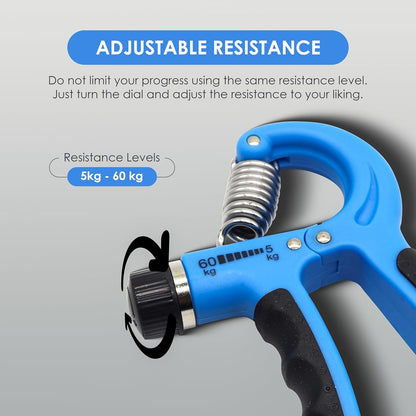 EL1041 Adjustable Hand Grip Strengthener from 5 Kg to 60 Kg Resistance Level with Counter| Exercise Equipment to Use in Home and Gym for Forearm and Finger Power Gripper Exercises