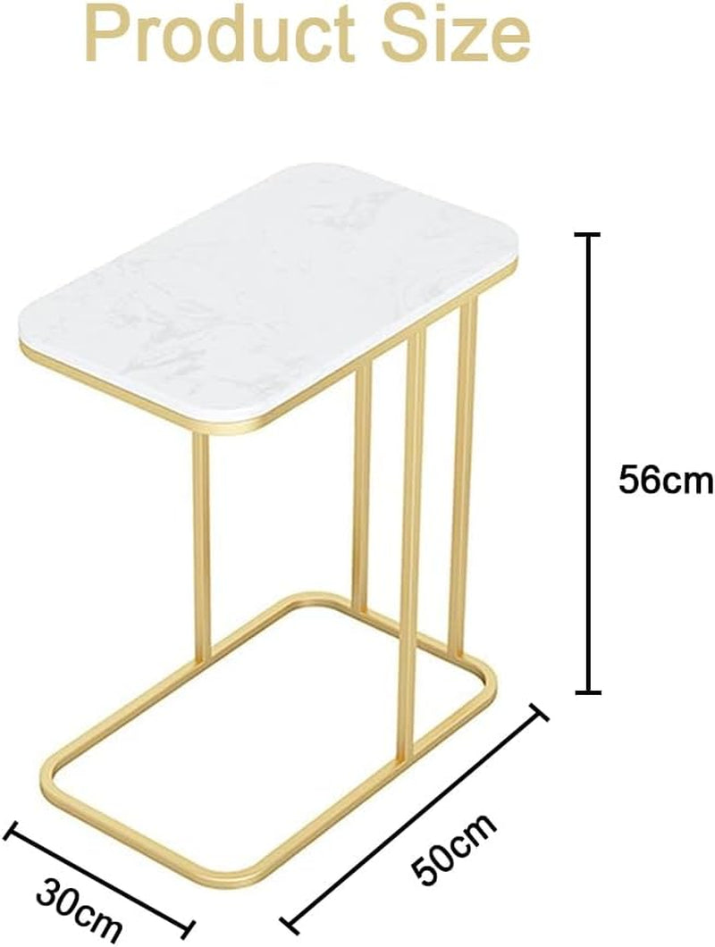Coffee Tables for Living Room round End Side Tables Sofa Table Modern Marble Nesting Table with Metal Frame Legs (White)