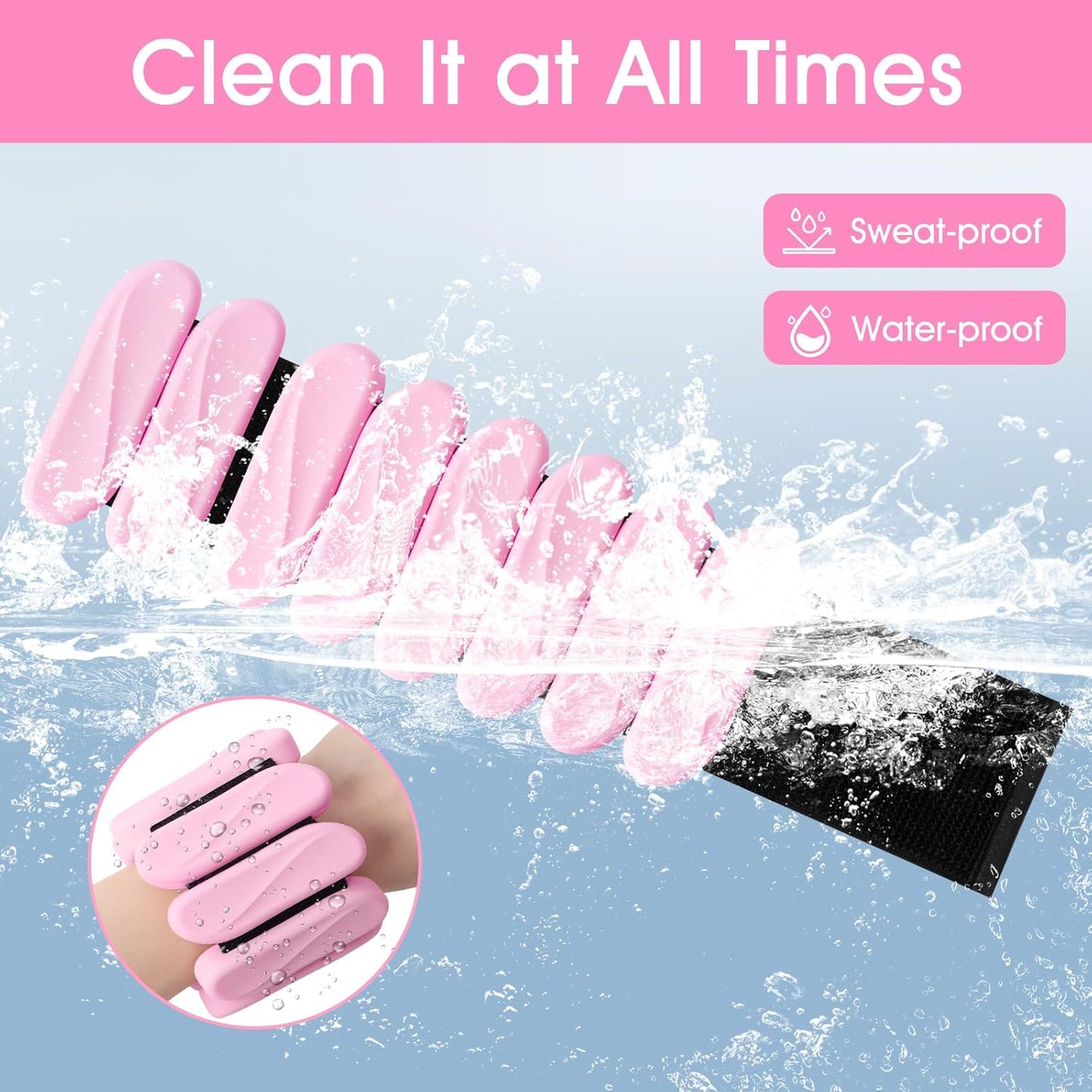 Wrist Weights, 2Pack Wearable Wrist Ankle Weights for Women & Men, Adjustable Arm and Leg Weights, Silicone Weighted Bangles for Walking Yoga Pilates Running Dance Gym 2Lb