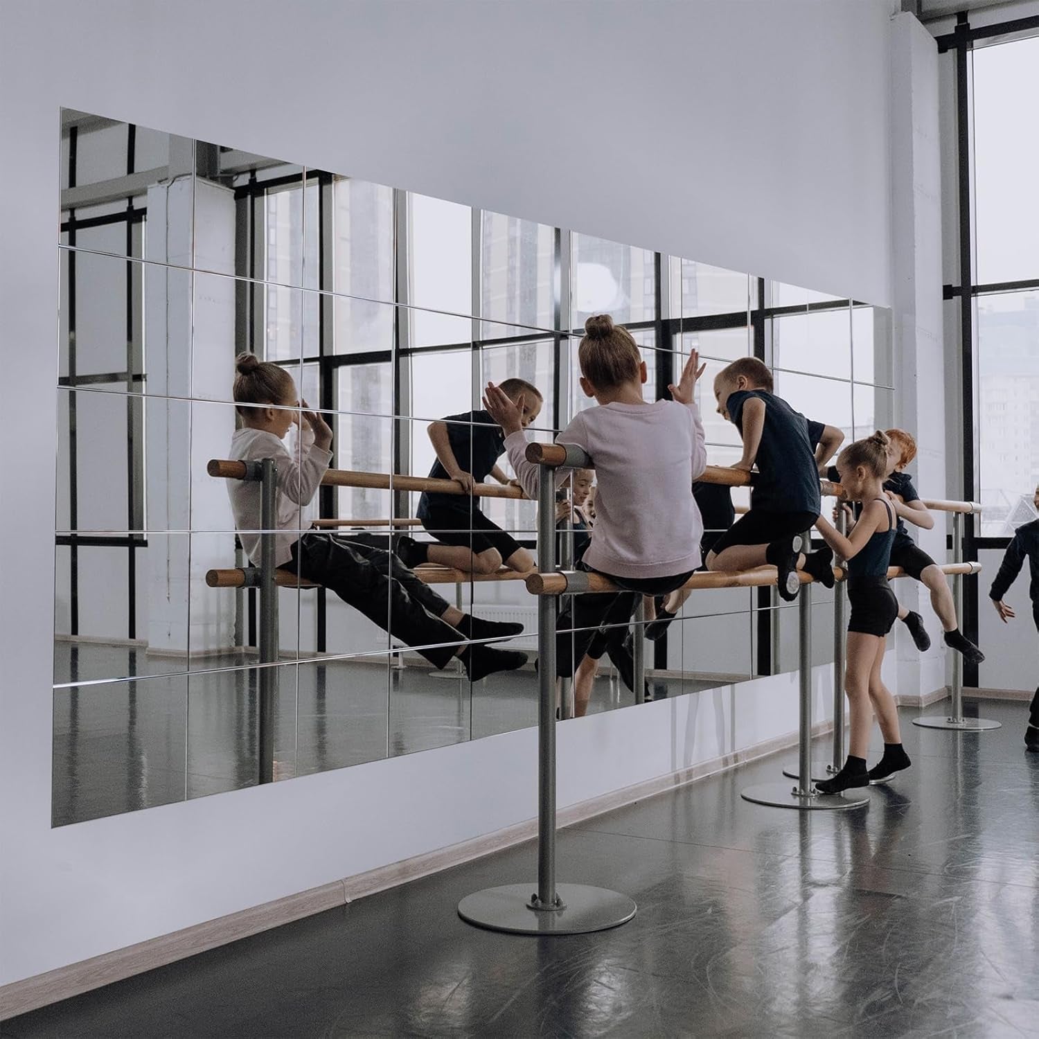 Gym Mirrors 12 Inch X 12Pcs Wall Mounted Mirror Glass Frameless Full Length Mirror Tiles for Home Gym, Bedroom, Door & Bathroom