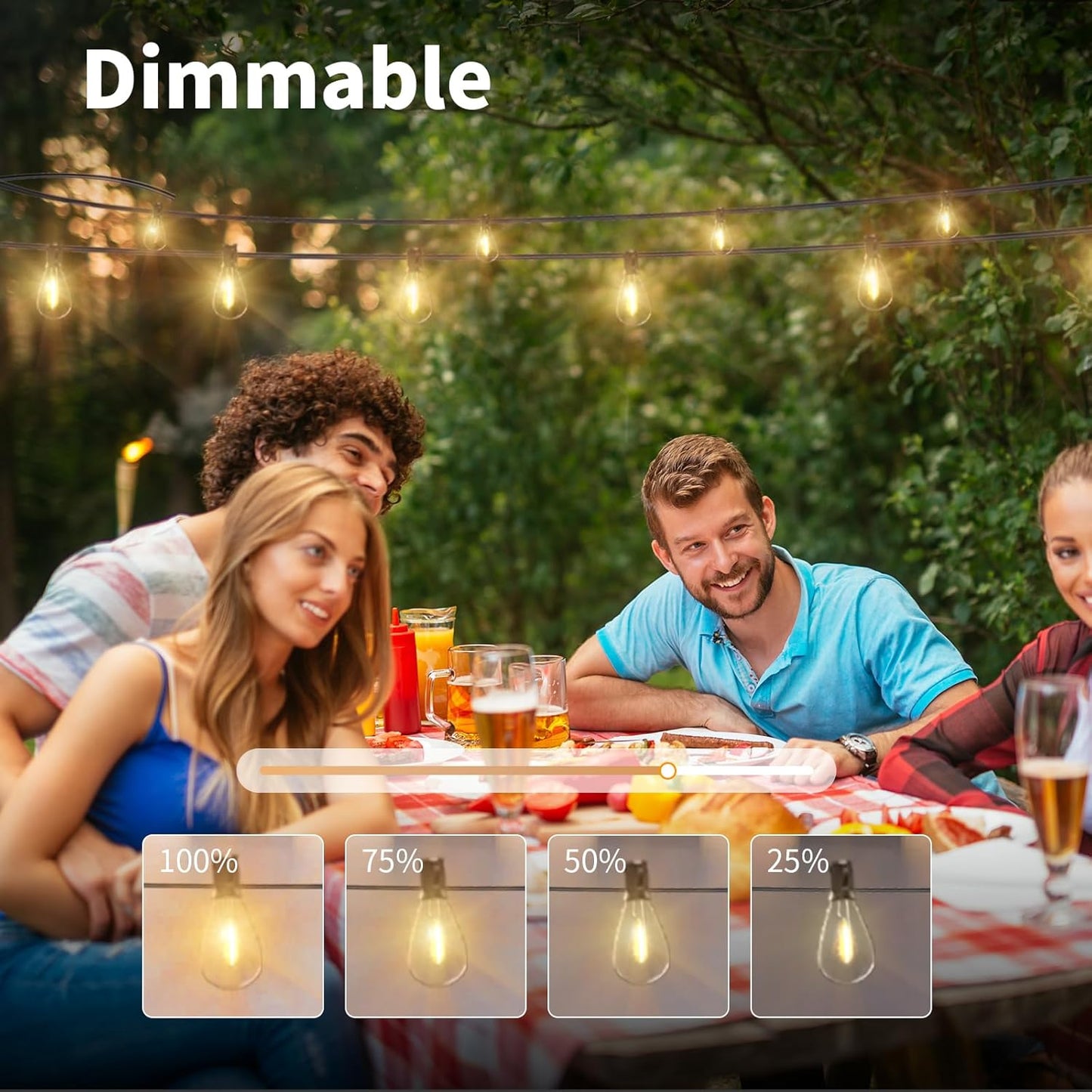 Festoon Lights Outdoor with Remote,Dimmable,Timing, 30M Waterproof &Shatterproof Outdoor String Lights 30+2 S11 LED Bulbs,3 Light Modes 2700K Fairy Light for Wedding,Party,Patio,Backyard