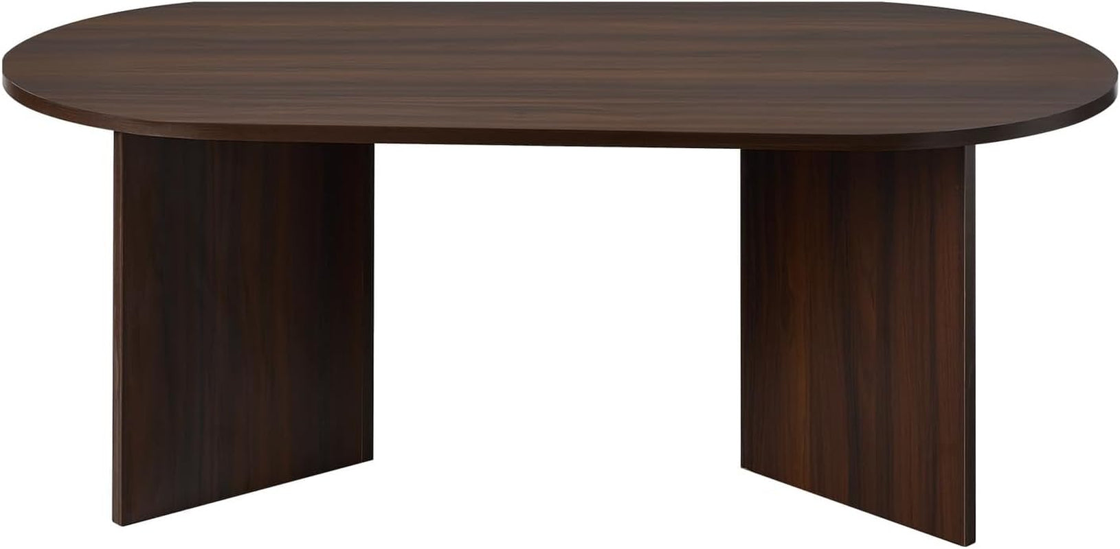 Oval Coffee Table Sofa End Table - Walnut Timber Finish Side Cafe Desk Living Room Accent Table Small Space Furniture Easy Assembly