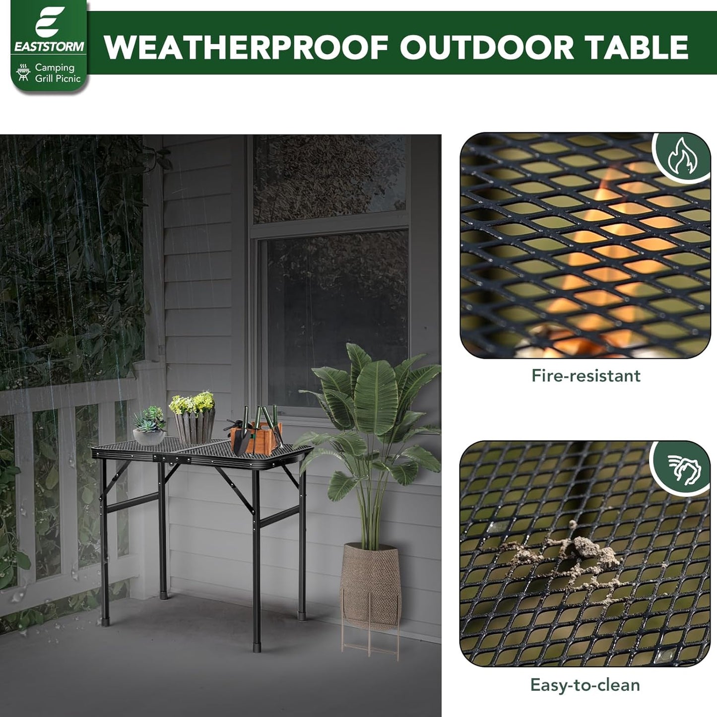 Grill Camping Table Outdoor Folding Picnic - Portable, Compact & Foldable for Easy Storage Great Picnic, Garden, Patio, Dining, BBQ, Party, Market Small Size, Black, (AM0915B1)