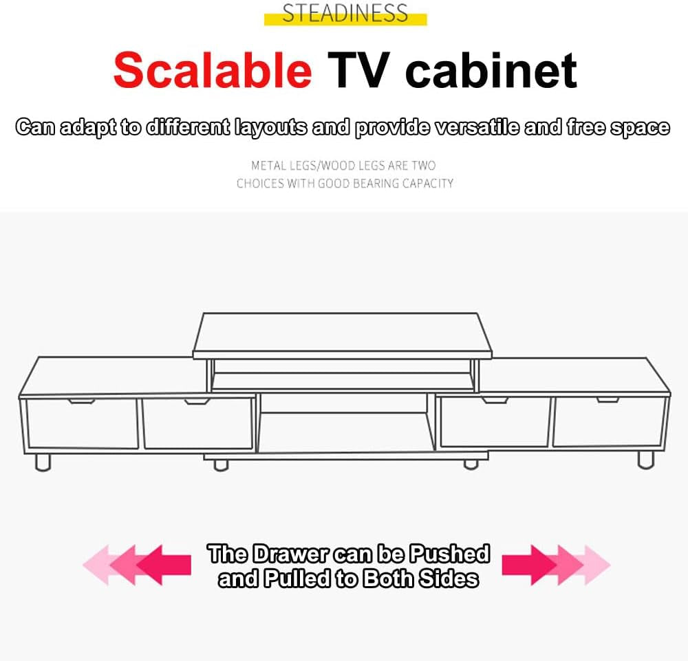 TV Cabinet Stands Multimedia Centres Extendable Storage Shelf Organiser Cupboard Home Living Room Bedroom Furniture,With 4 Drawer Khaki White