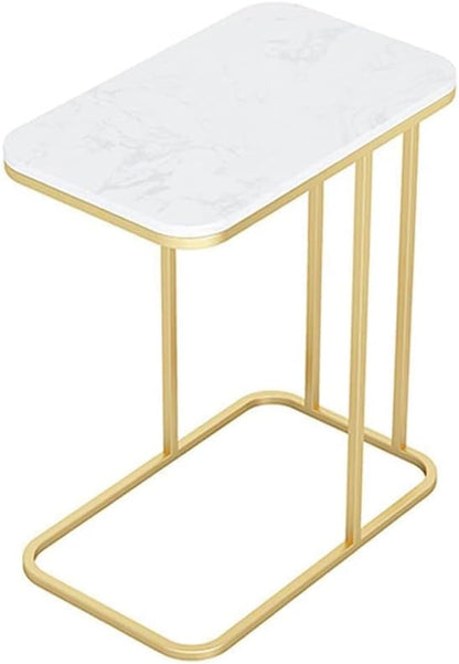 Coffee Tables for Living Room round End Side Tables Sofa Table Modern Marble Nesting Table with Metal Frame Legs (White)