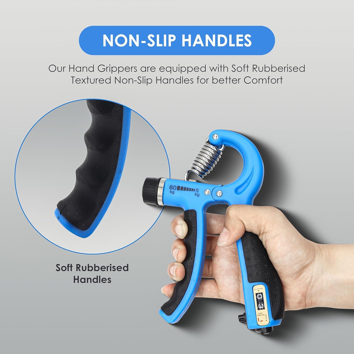 EL1041 Adjustable Hand Grip Strengthener from 5 Kg to 60 Kg Resistance Level with Counter| Exercise Equipment to Use in Home and Gym for Forearm and Finger Power Gripper Exercises