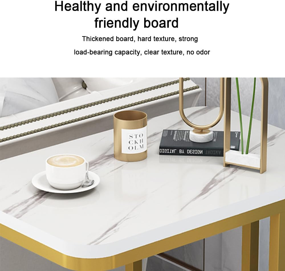 Coffee Tables for Living Room round End Side Tables Sofa Table Modern Marble Nesting Table with Metal Frame Legs (White)