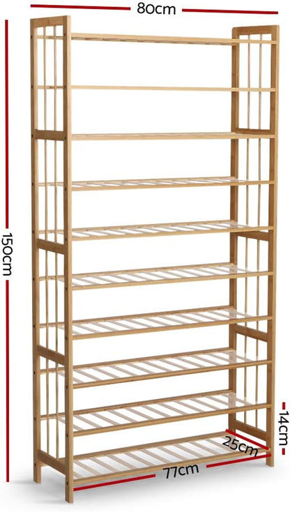 Shoe Rack, 10 Tier Bamboo Wooden Shoe Storage 50 Pairs Organiser, Free Standing Shoes Rack Organizer Space Saving Shoe Shelf for Closet Hallway Entryway
