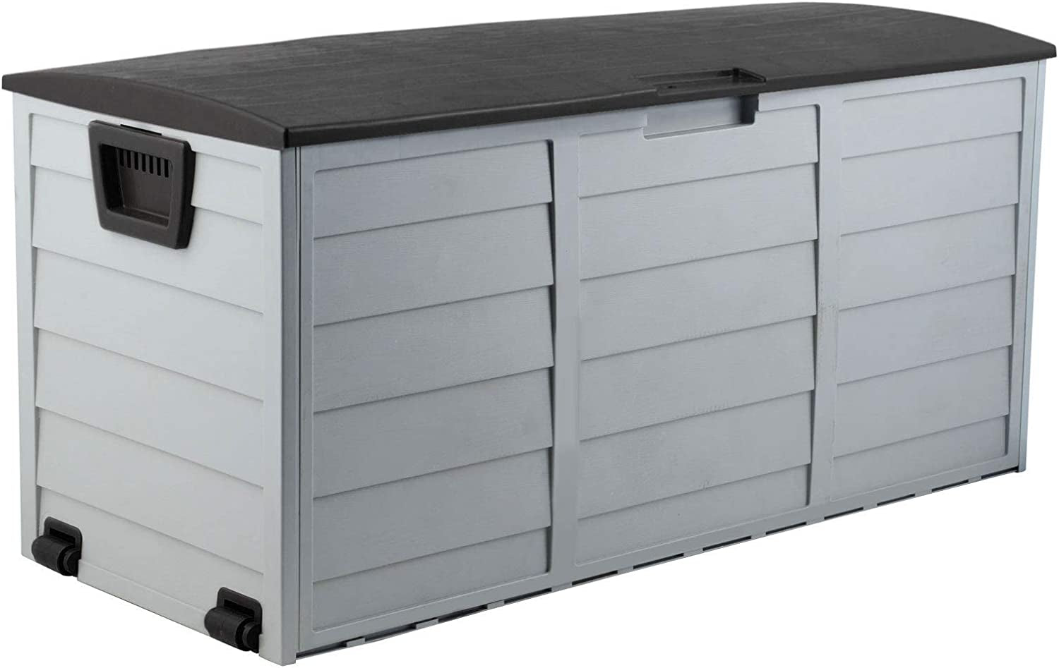 Outdoor Storage Box Container Cabinet Bench, 290L Large Lockable Tool Toy Deck Boxes Chest Garden Shed Storages Ottoman Chair Seat Patio Indoor Furniture, with Wheels Handles Black