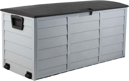 Outdoor Storage Box Container Cabinet Bench, 290L Large Lockable Tool Toy Deck Boxes Chest Garden Shed Storages Ottoman Chair Seat Patio Indoor Furniture, with Wheels Handles Black