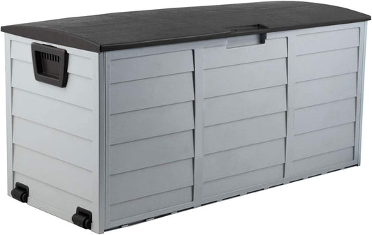 Outdoor Storage Box Container Cabinet Bench, 290L Large Lockable Tool Toy Deck Boxes Chest Garden Shed Storages Ottoman Chair Seat Patio Indoor Furniture, with Wheels Handles Black