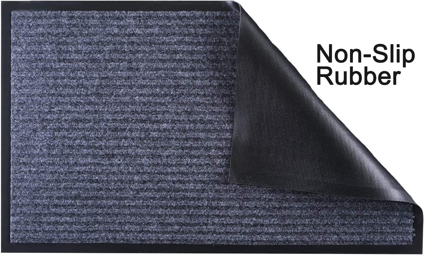 Outdoor Indoor Entrance Doormat, Grey Floor Mats with Shoe Scraper and Rubber Backing, All Weather Door Mats for High Traffic Areas, Durable and Easy to Clean (50Cm*80Cm)