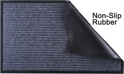 Outdoor Indoor Entrance Doormat, Grey Floor Mats with Shoe Scraper and Rubber Backing, All Weather Door Mats for High Traffic Areas, Durable and Easy to Clean (50Cm*80Cm)