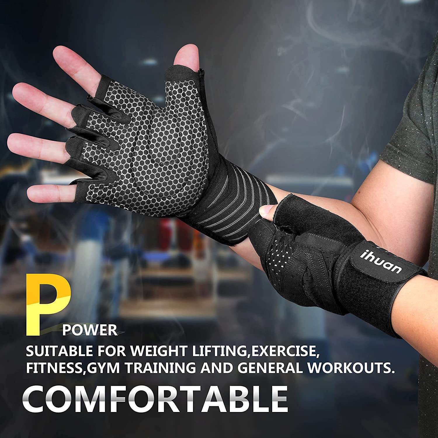 Updated Professional Ventilated Weight Lifting Gym Workout Gloves with Wrist Wrap Support for Men & Women, Full Palm Protection, for Weightlifting, Training, Fitness, Hanging, Pull Ups