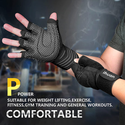 Updated Professional Ventilated Weight Lifting Gym Workout Gloves with Wrist Wrap Support for Men & Women, Full Palm Protection, for Weightlifting, Training, Fitness, Hanging, Pull Ups