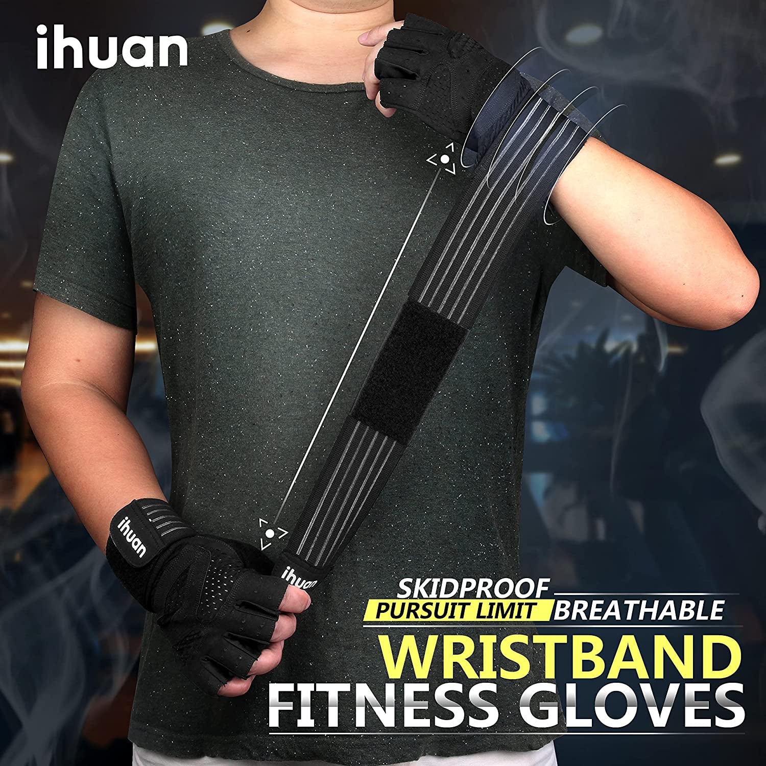 Updated Professional Ventilated Weight Lifting Gym Workout Gloves with Wrist Wrap Support for Men & Women, Full Palm Protection, for Weightlifting, Training, Fitness, Hanging, Pull Ups