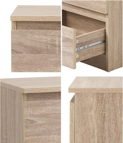 Modern Beige 2-Drawer Rectangular Nightstand Bedside Table, 40 Cm X 35.5 Cm X 49.5 Cm