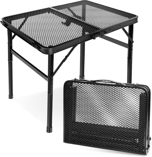 Grill Camping Table Outdoor Folding Picnic - Portable, Compact & Foldable for Easy Storage Great Picnic, Garden, Patio, Dining, BBQ, Party, Market Small Size, Black, (AM0915B1)