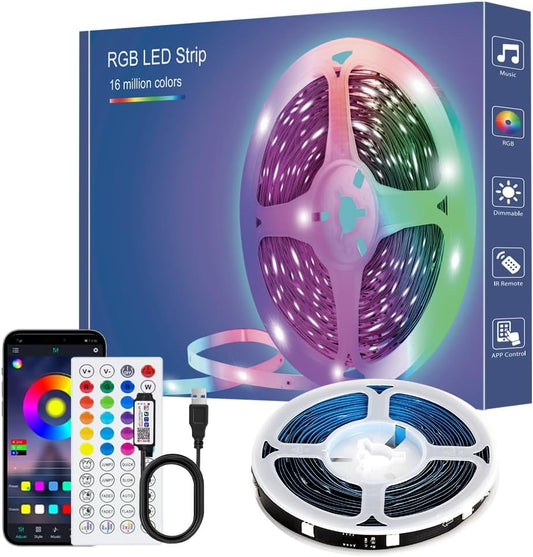 Led Strip Lights 1M/3.28Ft, TV LED Backlight with Smart App Control Remote, 5050 RGB Music Sync Colour Changing, USB Smart LED Strip Light for Tv,Computer, Monitor, Bedroom, Party and Home Decoration
