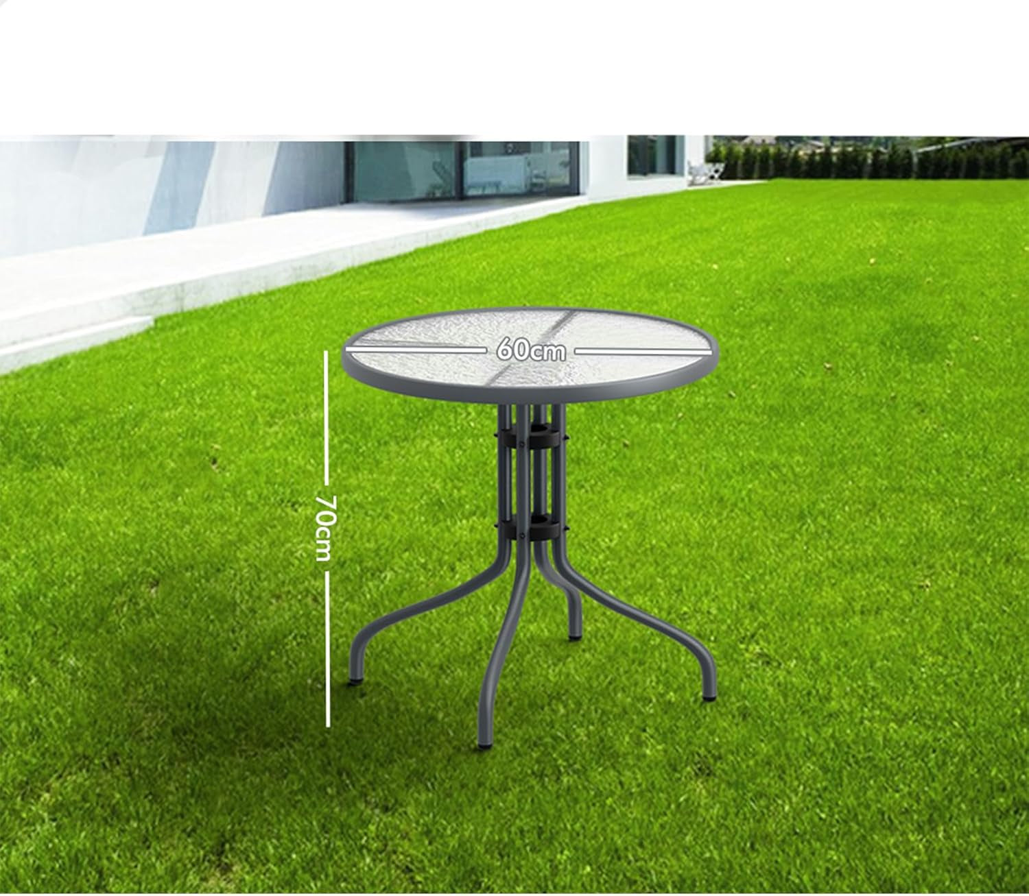 Outdoor Patio Bistro Table Uv-Resistant R60X70Cm, round Coffee Table with Metal Frame for Lounge Conversation Set Furniture, Dining Desk for Outdoor Chairs, Grey