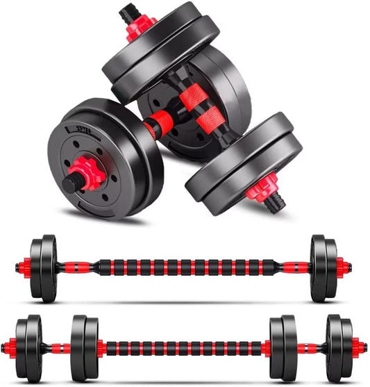 Dumbbells Set, Dumbbells Adjustable, 2-Piece Plastic Dumbbell Set, Short Long Dumbbell, Adjustable Dumbbell Bars, Dumbbell Set, Weights for Aerobics, Fitness, Gym, Training