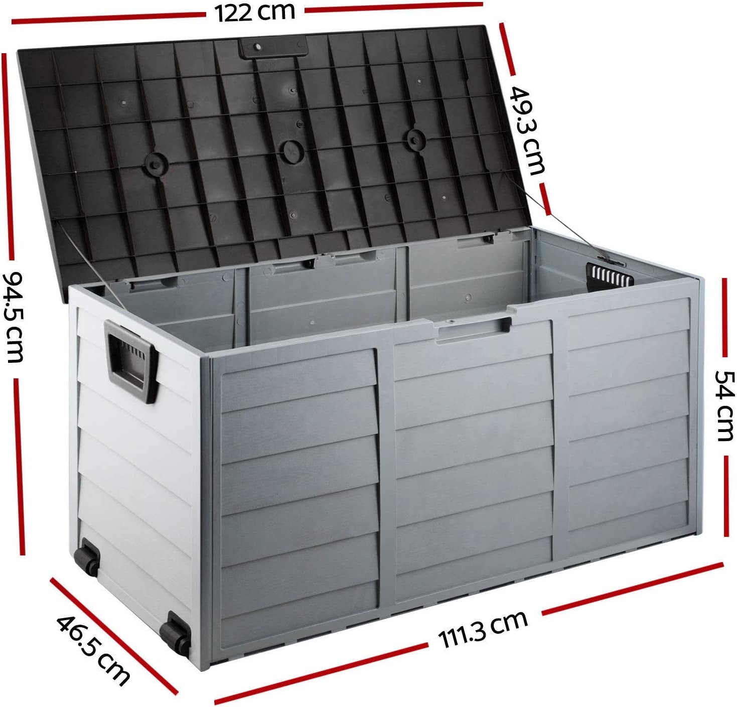 Outdoor Storage Box Container Cabinet Bench, 290L Large Lockable Tool Toy Deck Boxes Chest Garden Shed Storages Ottoman Chair Seat Patio Indoor Furniture, with Wheels Handles Black