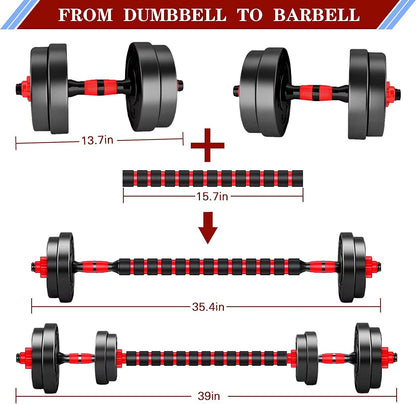 Dumbbells Set, Dumbbells Adjustable, 2-Piece Plastic Dumbbell Set, Short Long Dumbbell, Adjustable Dumbbell Bars, Dumbbell Set, Weights for Aerobics, Fitness, Gym, Training