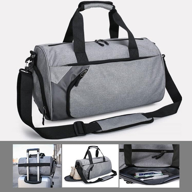 30L Gym Duffel Bags, Waterproof Canvas Travel Bag, Microfibre, Fitness Shoes Compartment (Black+)