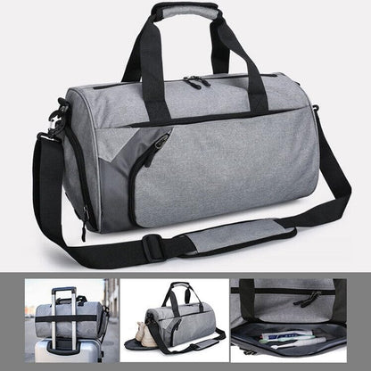 30L Gym Duffel Bags, Waterproof Canvas Travel Bag, Microfibre, Fitness Shoes Compartment (Black+)